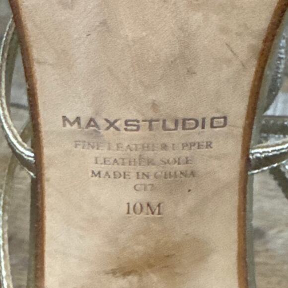 Max Studio Strappy Stiletto Heels Champagne Gold Leather Size 10 - Picture 12 of 12